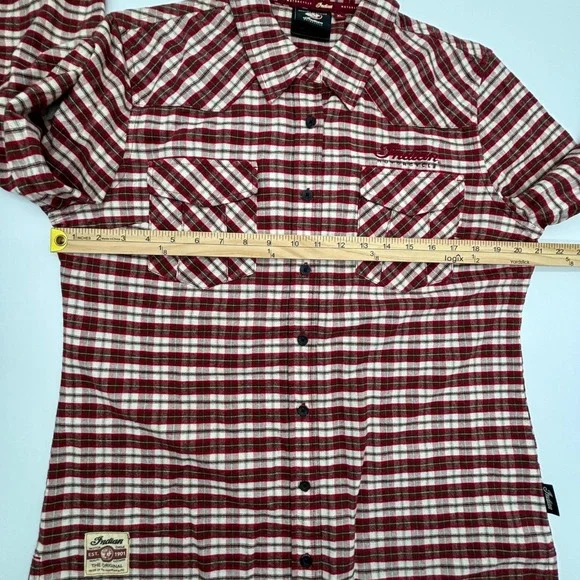 Indian Motorcycle Women's Plaid Button Up Shirt XL Long Sleeve Western - Picture 11 of 11